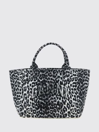 Ganni Borsa Medium Tote Ganni in canvas stampa animalier