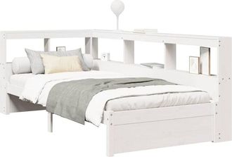 vidaXL Bookcase Bed without Mattress White 90x200 cm Solid Wood Pine vidaXL