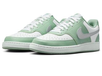 Nike Court Vision Low Next Nature Womens Shoes Steam/Metallic Silver/White : 11.5 B - Medium, Faux Leather