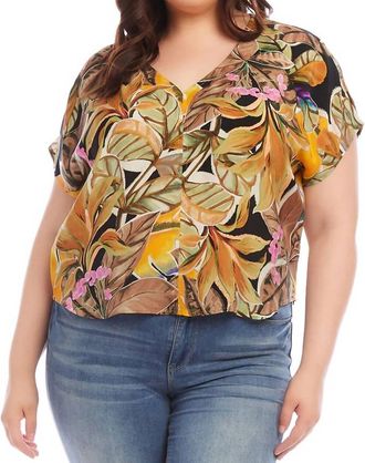 Karen Kane Curvy Dolman Sleeve Top - Plus In Tropical Flower Print
