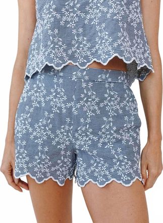 Bella Dahl Scallop Border Catalina Short In Floral Gingham