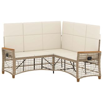 vidaXL Conjunto De Sof&aacute; Reclinable De Jard&iacute;n Manual Beige Y Crema Vidaxl