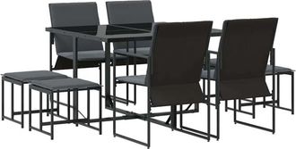 vidaXL Conjunto De Comedor De Jard&iacute;n 9 Pcs Negro Acero Vidaxl