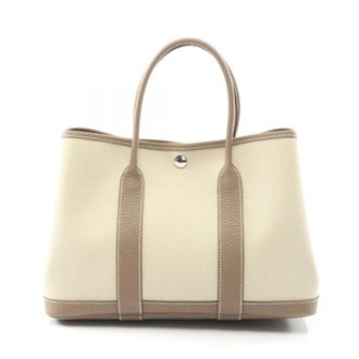 Herm&egrave;s Beige Etoupe Gray Gray Canvas Tote Bag (Pre-Owned)