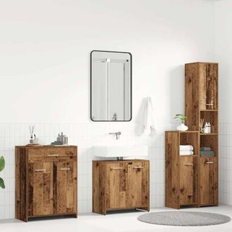vidaXL Vidaxl - Juego De Muebles De Ba&ntilde;o 4 Piezas Madera Ingenier&iacute;a Envejecida