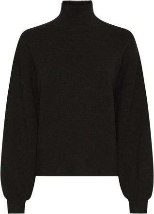 Moss Copenhagen Gebreide Pullover met Ballonmouwen - Dames - Truien - Zwart - Maat: Xs/S Viscose