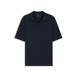 BOSS Jacquard-pattern polo shirt with Johnny collar