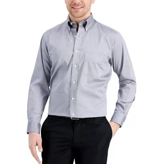Club Room Dress Shirt Mens Gray Cotton Regular Fit Button Down Office UPS1010