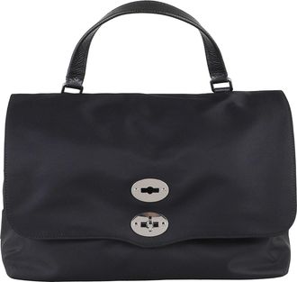 Zanellato Black Postina Tokyo M Double Compartment Nylon Shoulder Bag