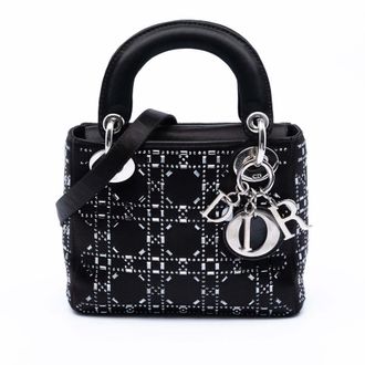 Dior Pre-owned Dior Mini Satin Cannage Crystal Embellished Lady Dior Ladies WFB3RQ200VFILS82