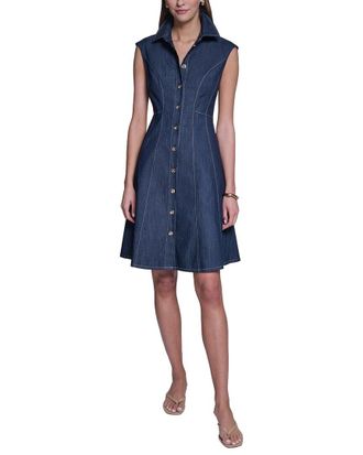 Halston Heritage Cap Sleeve Denim Shirt Dress