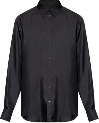 Dolce & Gabbana Zijden overhemd - Heren - Zakelijke Overhemden - Zwart - 3XL - Overhemden