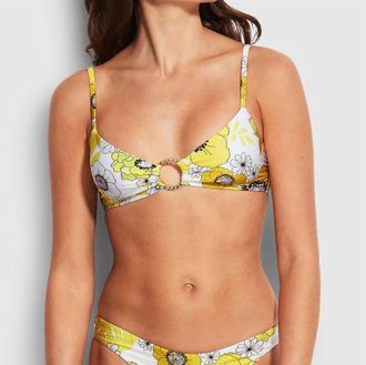 Seafolly Summer Of Love Ring Front Bralette In Lime