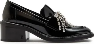 Jimmy Choo London Tylor 60 Crystal-embellished Patent Leather Loafers - Black And Silver - 39 (IT39 / UK6)