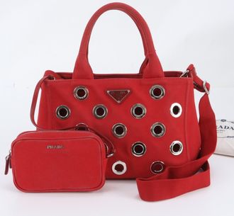 Prada Red Color Shoulder Bag Tote Bag (Pre-Owned)