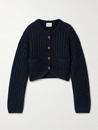 Khaite Cardigan In Misto Cashmere E Mohair A Trecce Balser - Blu