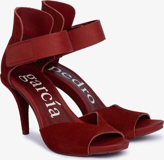 Pedro Garcia Red suede midi heel sandal| Yoanna | Fall-winter 26 |