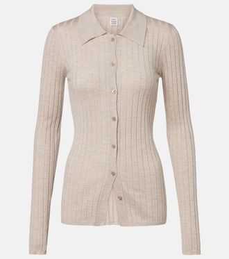 Toteme Ribbed-knit cashmere and silk cardigan