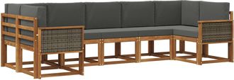 vidaXL Conjunto De Sof&aacute;s De Exterior 7 Uds. Natural Y Antracita Vidaxl