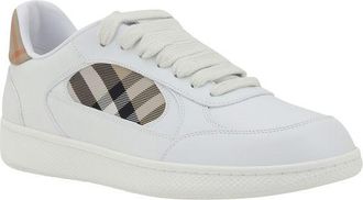 Burberry Mens White Calf Leather Bos Taurus Low Top Sneakers