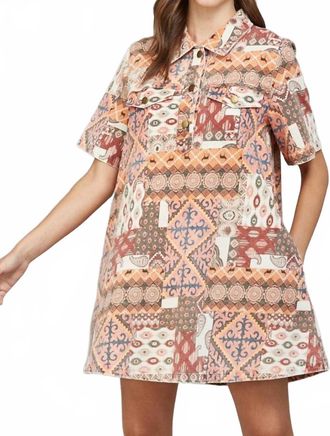 Fate Myron Swing Dress In Rust Multi