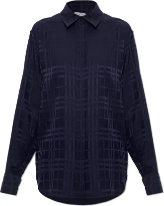 Burberry Dorothea Zijden Blouse - Dames - Overhemden - Blauw - S - Overhemden