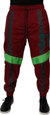 Dolce & Gabbana Maroon Nylon Men Jogger Sweatpants Pants Polyester