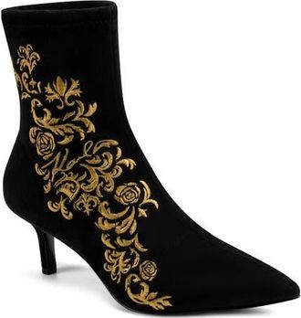 Karl Lagerfeld Rupali Rococo Embroidered Bootie in Black at Nordstrom, Size 6.5