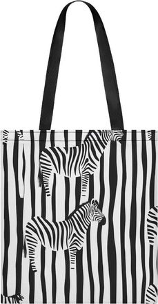 Generic Black And White Stripes Zebra Pattern Womens Tote Casual Shopping Bag Lightweight Shoulder Bags Hobos Handbag for Work Travel Daily 35x40cm