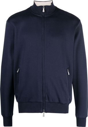 Eleventy high-neck zip-up jacket - men - Cotton/Polyamide - L - Blue
