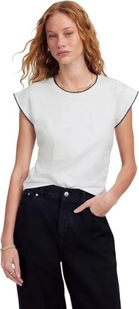 Madewell Top Womens White Jersey Ruched Cap Sleeve Muscle Tee GBO627