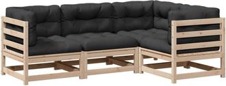 vidaXL Juego De Sof&aacute;s De Jard&iacute;n 4 Pzas Con Cojines Madera Maciza Pino Vidaxl