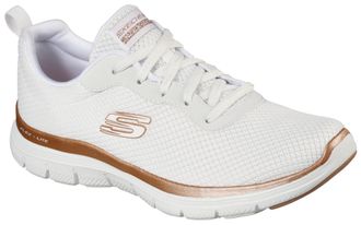 Skechers Sneaker SKECHERS FLEX APPEAL 4.0 BRILLINAT VIEW, Damen, Gr. 35, rosa (wei&szlig;, ros&eacute;goldfarben), Lederimitat, Textil, Schuhe Sneaker, Freizeitschuh, Halbs