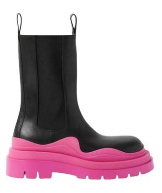 Bottega Veneta Pink Tire Rubber-trimmed Leather Chelsea Boots Size 40