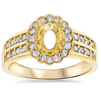 Pompeii3 3/8ct Oval Shape Diamond Gold Engagement Ring Setting Size Selectable