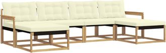 vidaXL Conjunto De Sof&aacute;s De Exterior 6 Uds. Blanco Y Crema Vidaxl