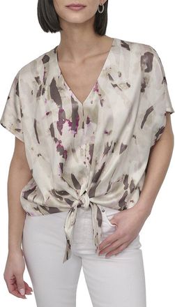 DKNY Dkny Tie-Front Scarf Twill Top