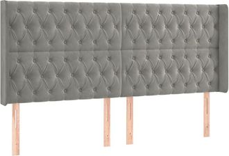 vidaXL Cabecero Con Orejas De Terciopelo Gris Claro 183x16x118/128 Cm Vidaxl