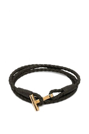 Tom Ford LEATHER T WRAP BRACELET Size: XL, colour: GREEN
