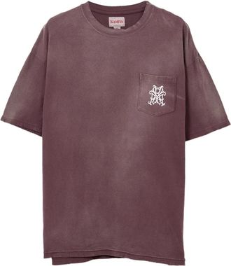 Bows & Arrows T-shirt met roosprint en zak - Bruin