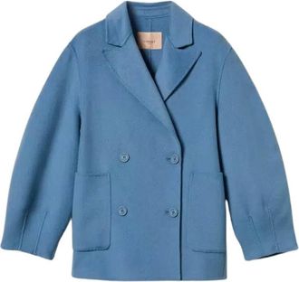 Twinset Jassen, Dames, Blauw, XS, Wol, Caban