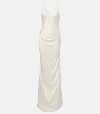 Victoria Beckham Draped crêpe satin slip dress
