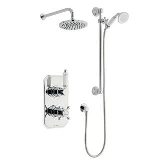 Clifton Chrome Shower with Hung Slide Rail Kit & Overhead Drencher in Silver