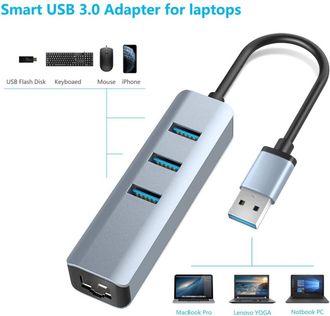OEM Actualiza Tu Port&aacute;til Con Un Adaptador Ethernet Usb 3.0. Este Divisor Usb Multipuerto 4 En 1 Proporciona Conectividad De Red Cableada R&aacute;pida Y Transfe