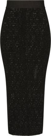 Dolce & Gabbana DG-logo tulle pencil skirt - women - Cotton/Elastane/Nylon - 42 - Black