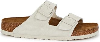 Birkenstock Arizona Suede Sliders - White - 5