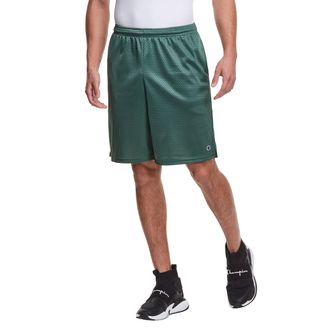 Champion Mens Long Mesh Short with Pockets, Dark Green, Medium