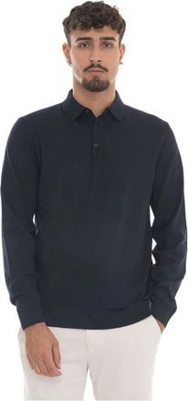 HUGO BOSS Lange mouw polo shirt met logo - Heren - Polos - Blauw - 2XL - Wol - Tops