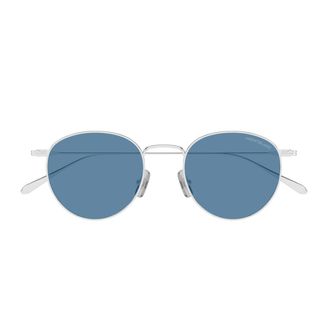Montblanc Silver Linea Nib Metal Round Sunglasses