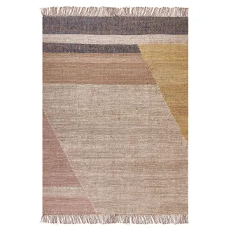 Beliani Beliani - Alfombra De Yute Marr&oacute;n Amarillo Mostaza 140 X 200 Cm Patr&oacute;n Geom&eacute;trico Samlar